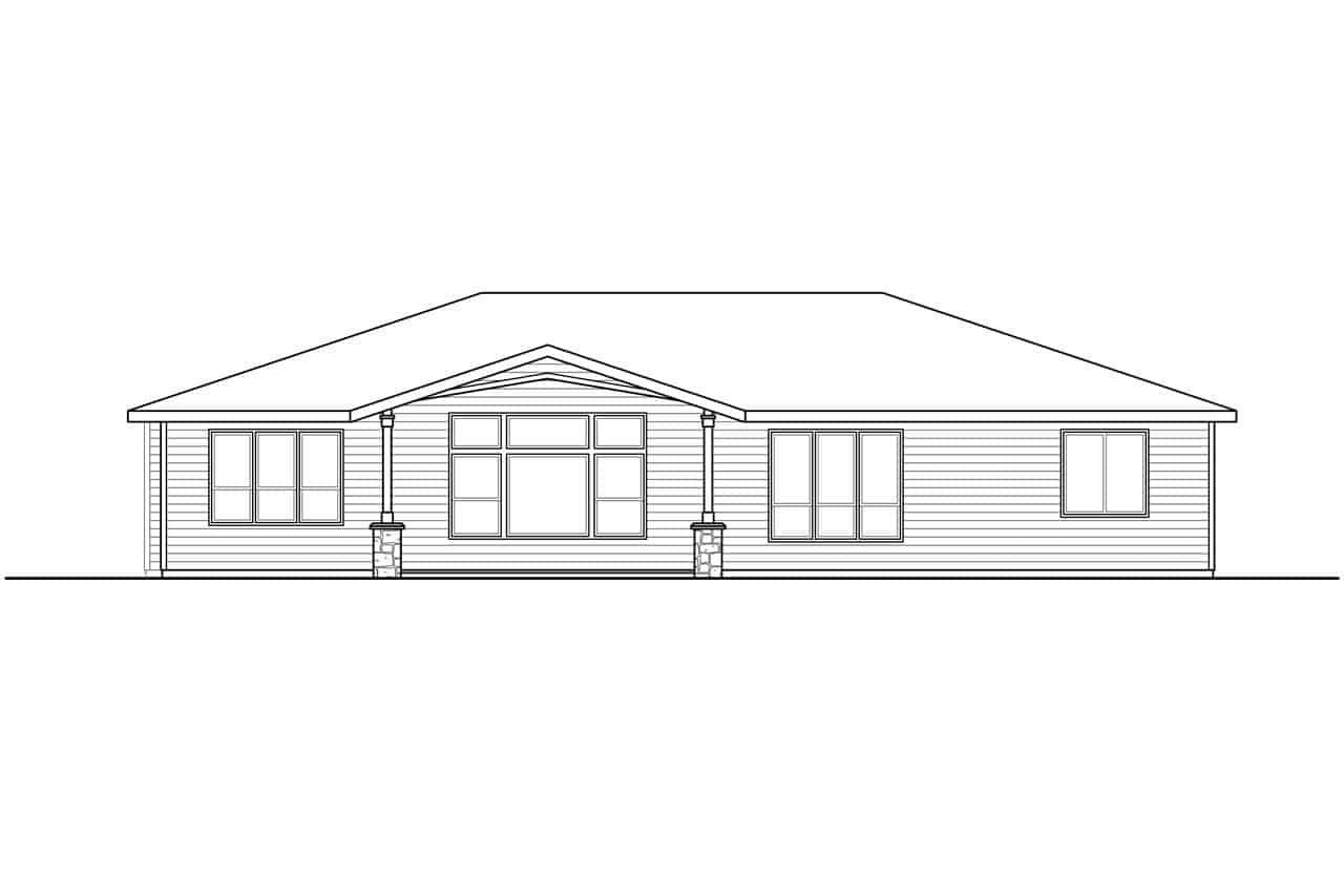 Home Plan Rear Elevation of this 3-Bedroom,2257 Sq Ft Plan -108-1929