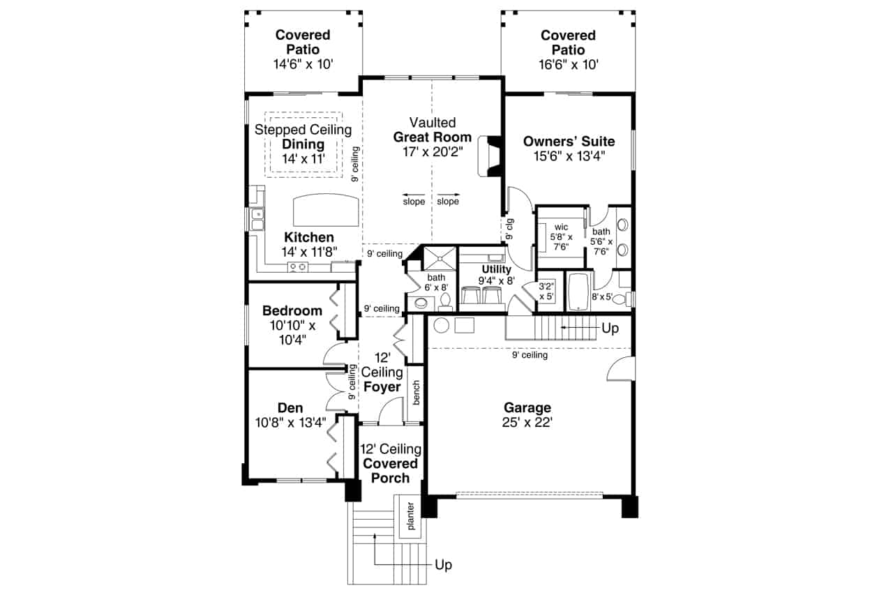 Floor Plan Main Level of Contemporary Plan #108-1930