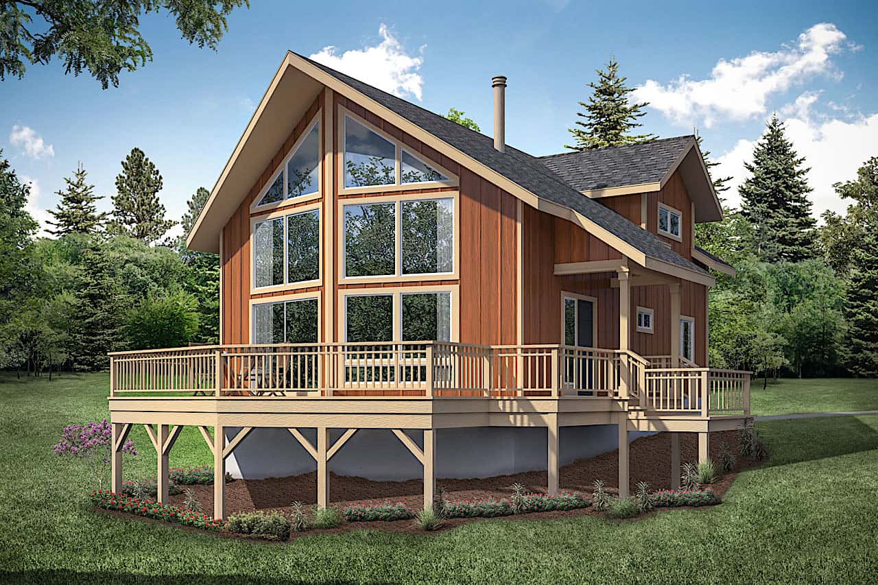 Front elevation of Lake home (ThePlanCollection: House Plan #108-1932)