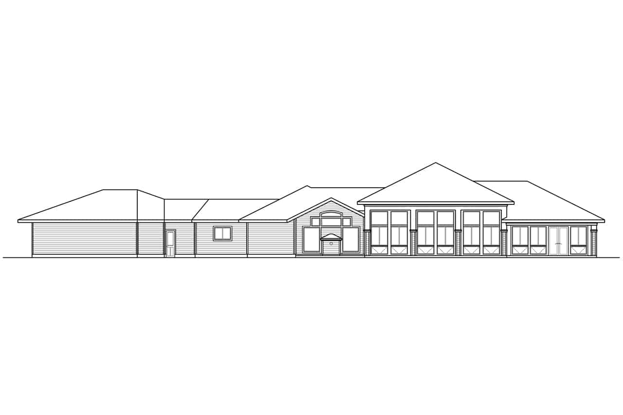 Home Plan Rear Elevation of this 3-Bedroom,3622 Sq Ft Plan -108-1934