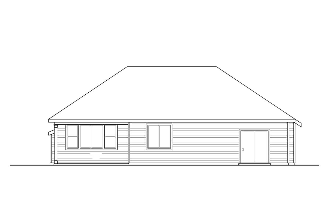 Home Plan Rear Elevation of this 3-Bedroom,1610 Sq Ft Plan -108-1935