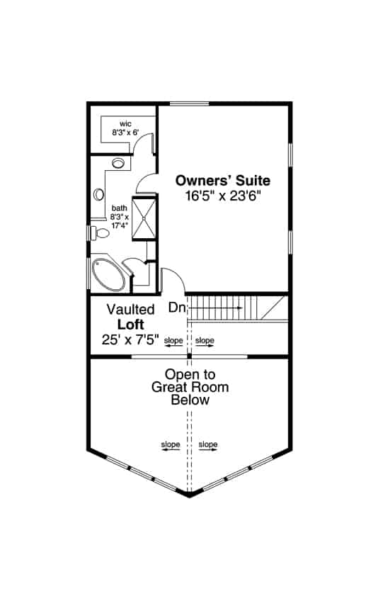 Floor Plan Upper Level of Farmhouse Plan #108-1937