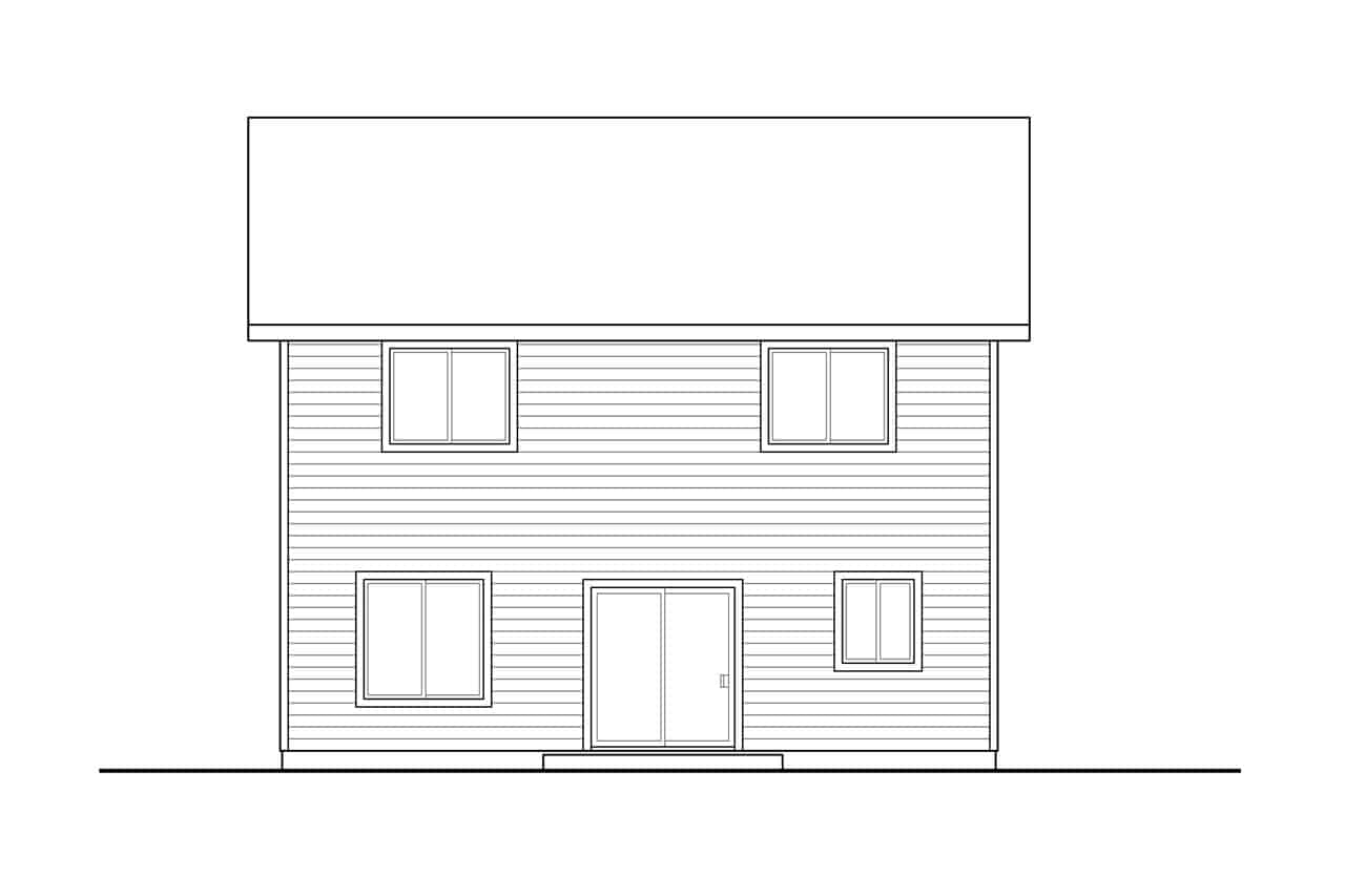 Home Plan Rear Elevation of this 3-Bedroom,1628 Sq Ft Plan -108-1939