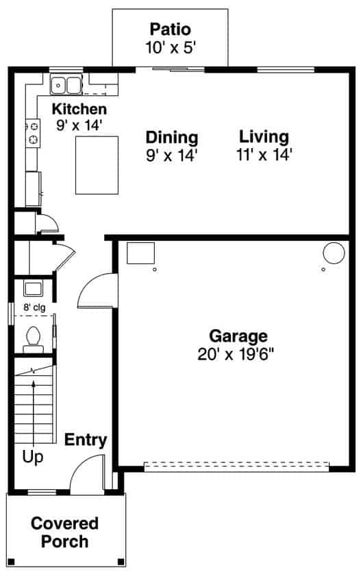 Floor Plan Main Level of Farmhouse Plan #108-1939