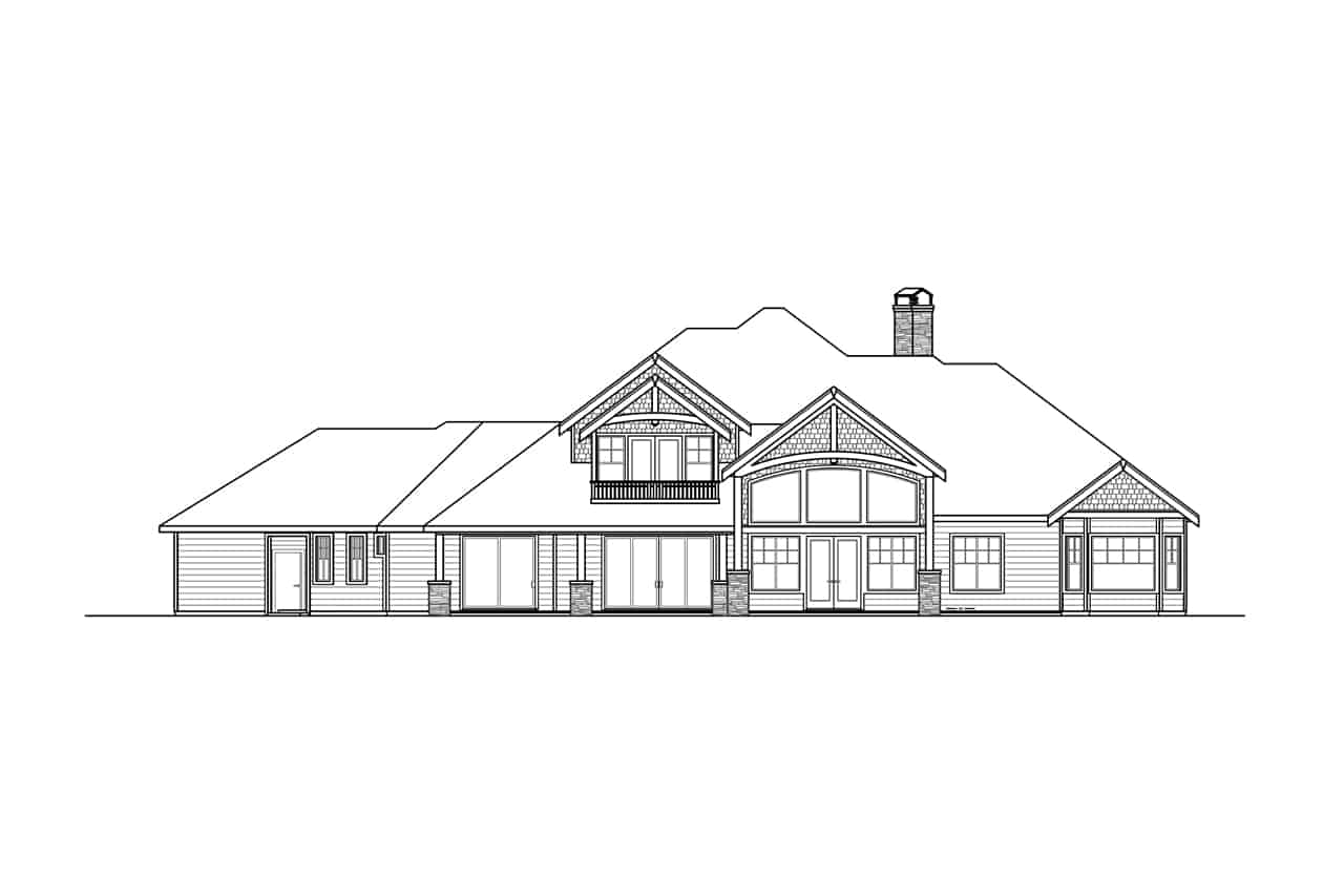Home Plan Rear Elevation of this 4-Bedroom,5558 Sq Ft Plan -108-1940