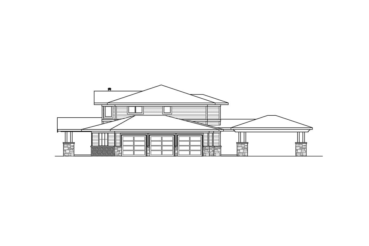 Home Plan Left Elevation of this 3-Bedroom,3781 Sq Ft Plan -108-1941