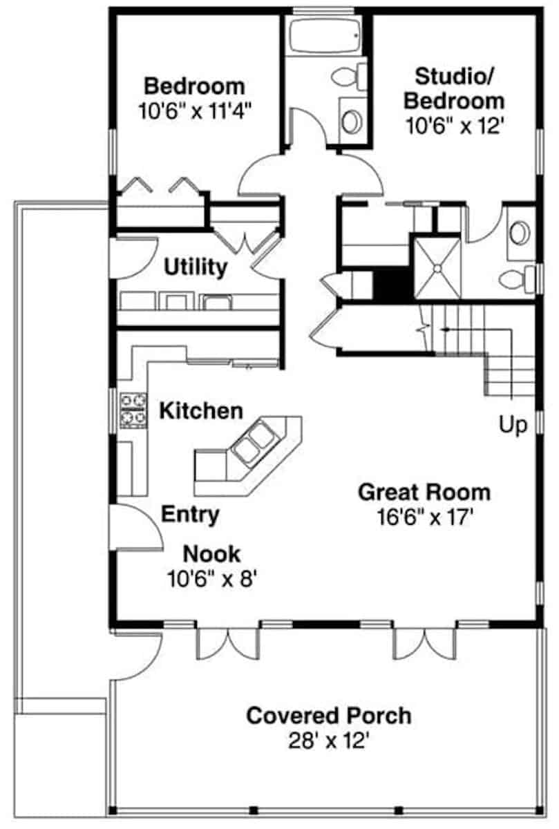 Main Level of Farmhouse Plan #108-1945