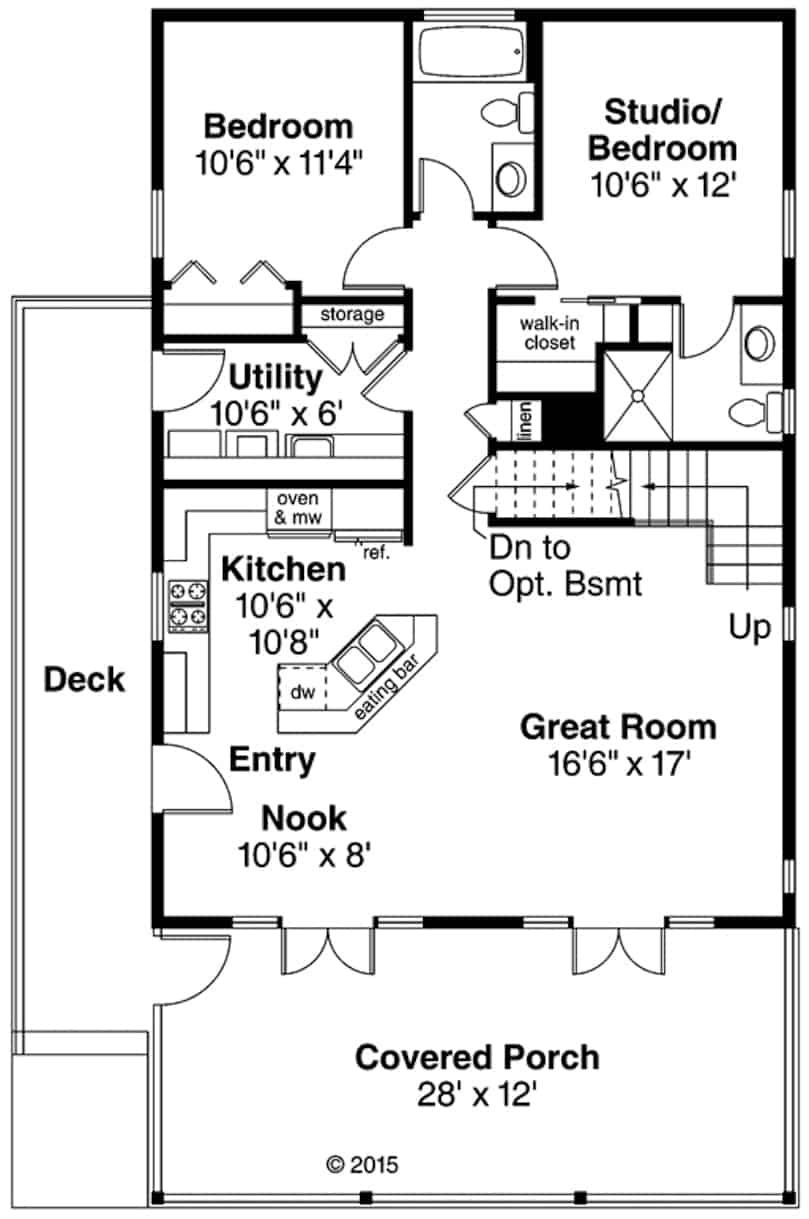 Main Level of Farmhouse Plan #108-1945