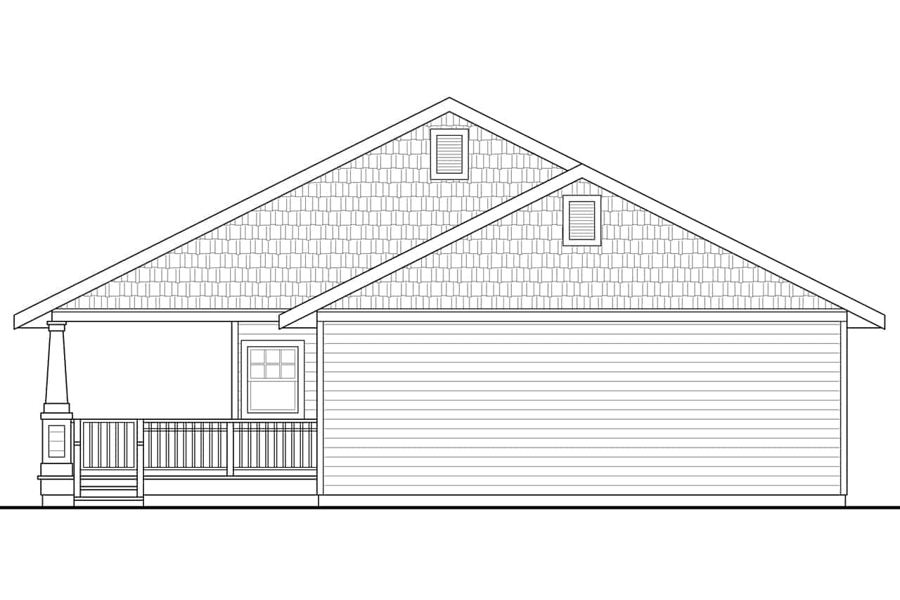 Home Plan Rear Elevation of this 3-Bedroom,1685 Sq Ft Plan -108-1946