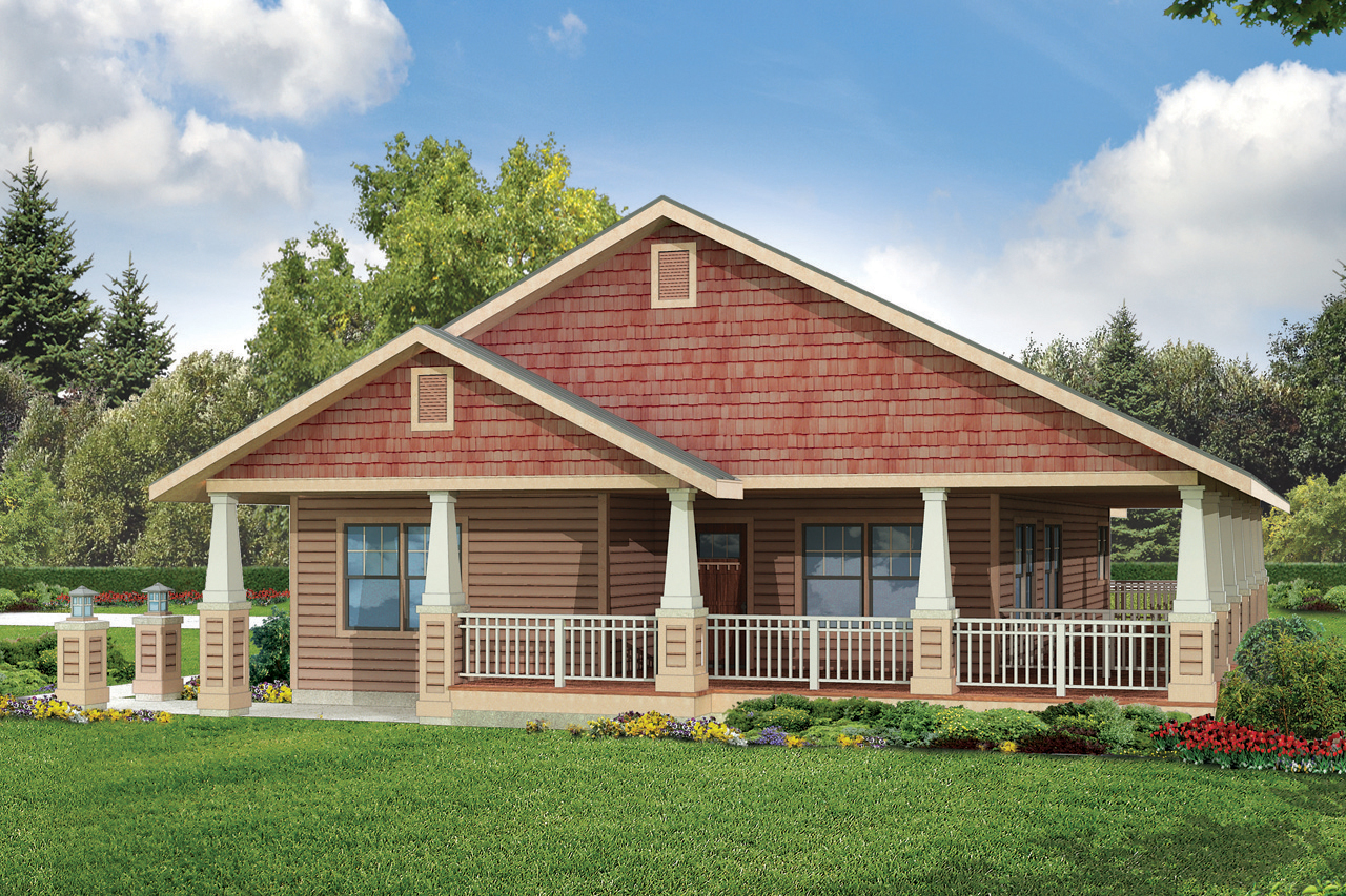 Front elevation of Ranch home (ThePlanCollection: House Plan #108-1946)