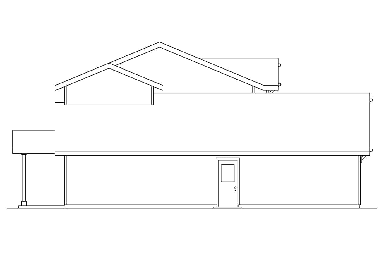 Home Plan Left Elevation of this 4-Bedroom,1521 Sq Ft Plan -108-1947