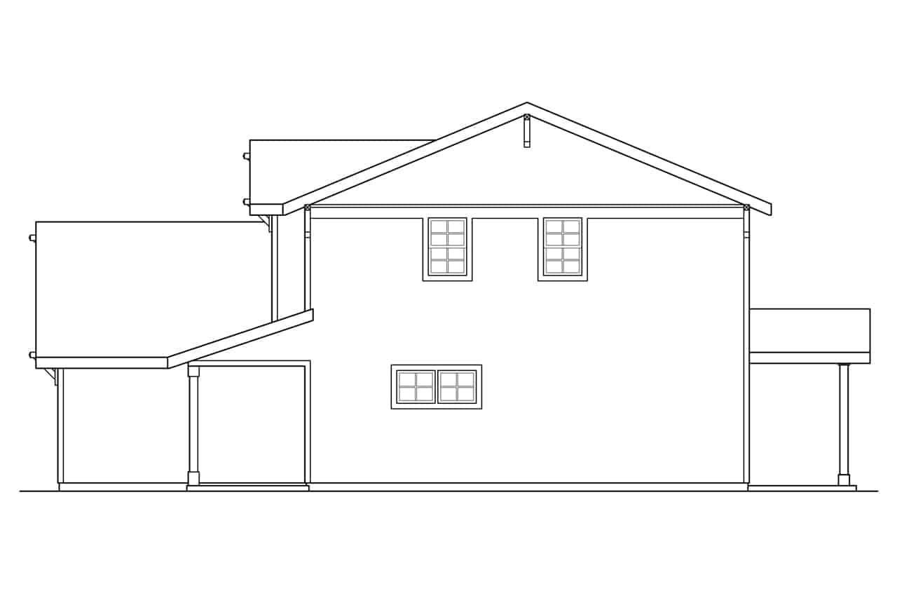 Home Plan Right Elevation of this 4-Bedroom,1521 Sq Ft Plan -108-1947