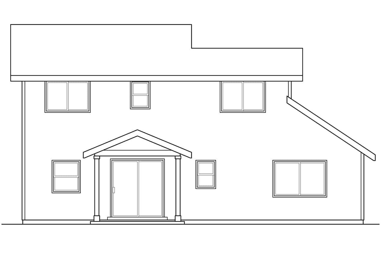 Home Plan Rear Elevation of this 4-Bedroom,1521 Sq Ft Plan -108-1947