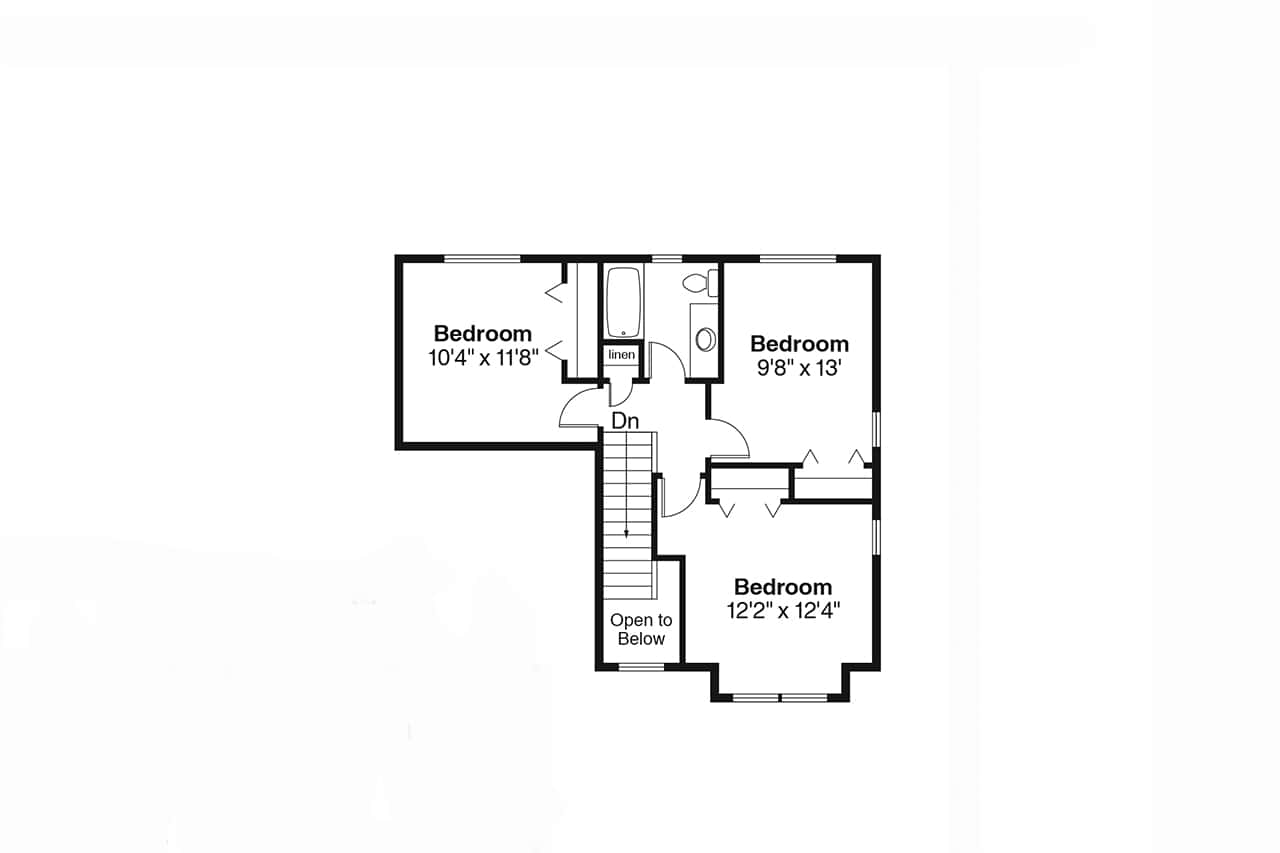 Floor Plan Upper Level of Farmhouse Plan #108-1947