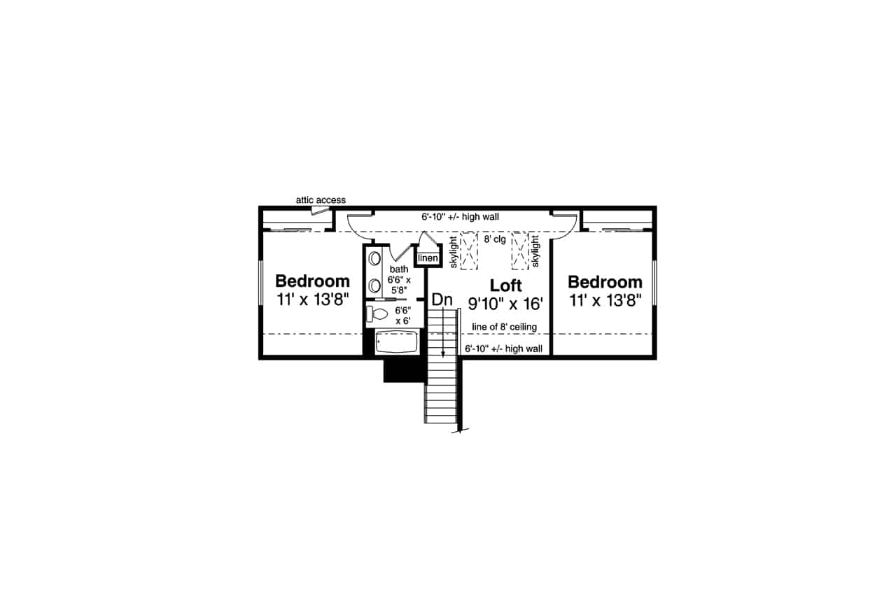 Floor Plan Upper Level of Farmhouse Plan #108-1948