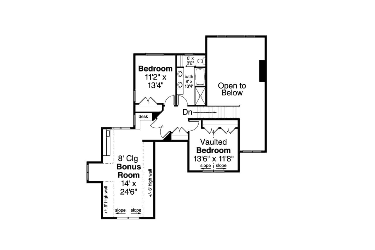 Floor Plan Upper Level of Farmhouse Plan #108-1949