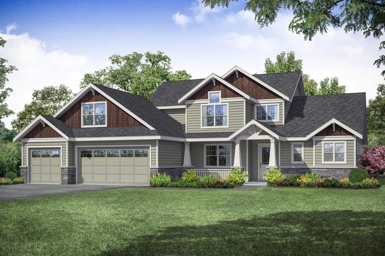 Transitional Craftsman home (ThePlanCollection: Plan #108-1949)