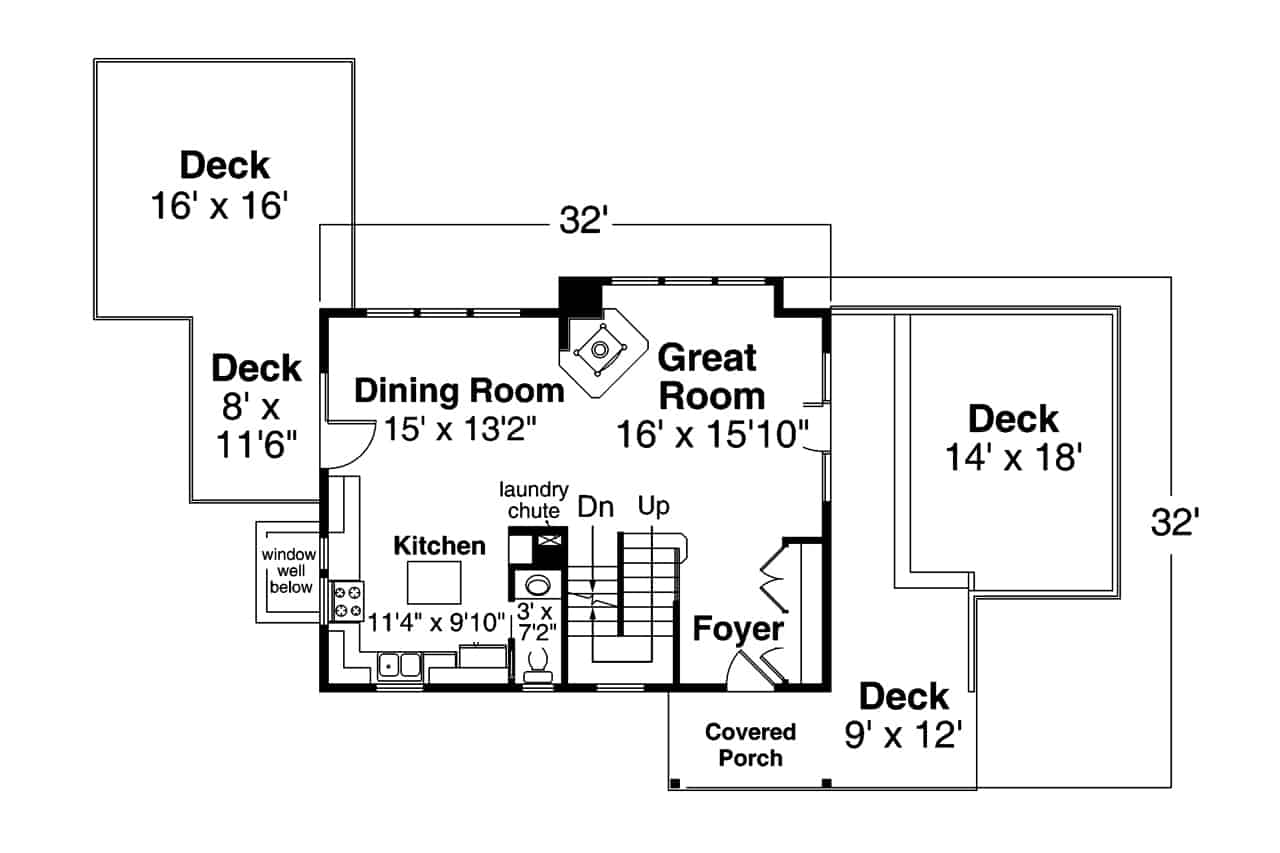 Floor Plan Main Level of Modern Plan #108-1950