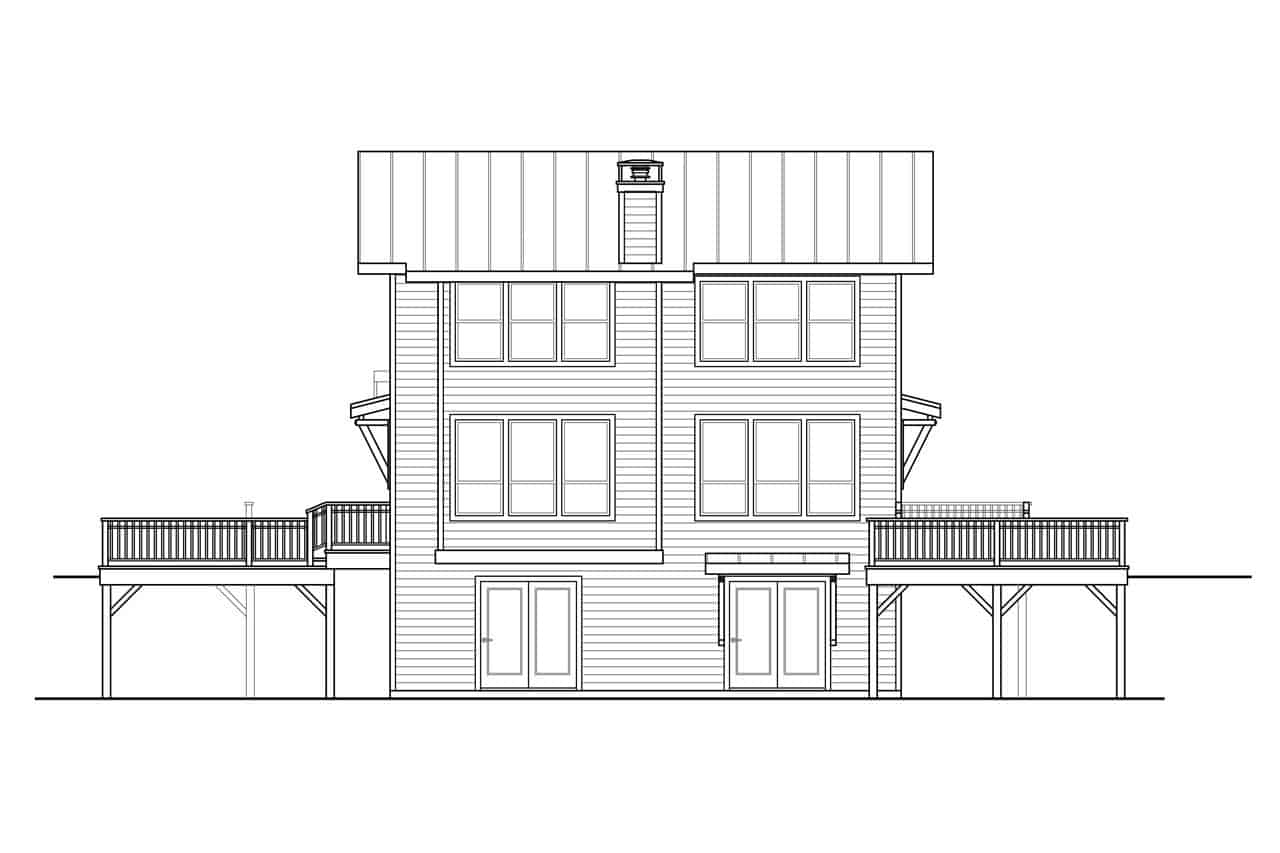 Home Plan Rear Elevation of this 5-Bedroom,2252 Sq Ft Plan -108-1950