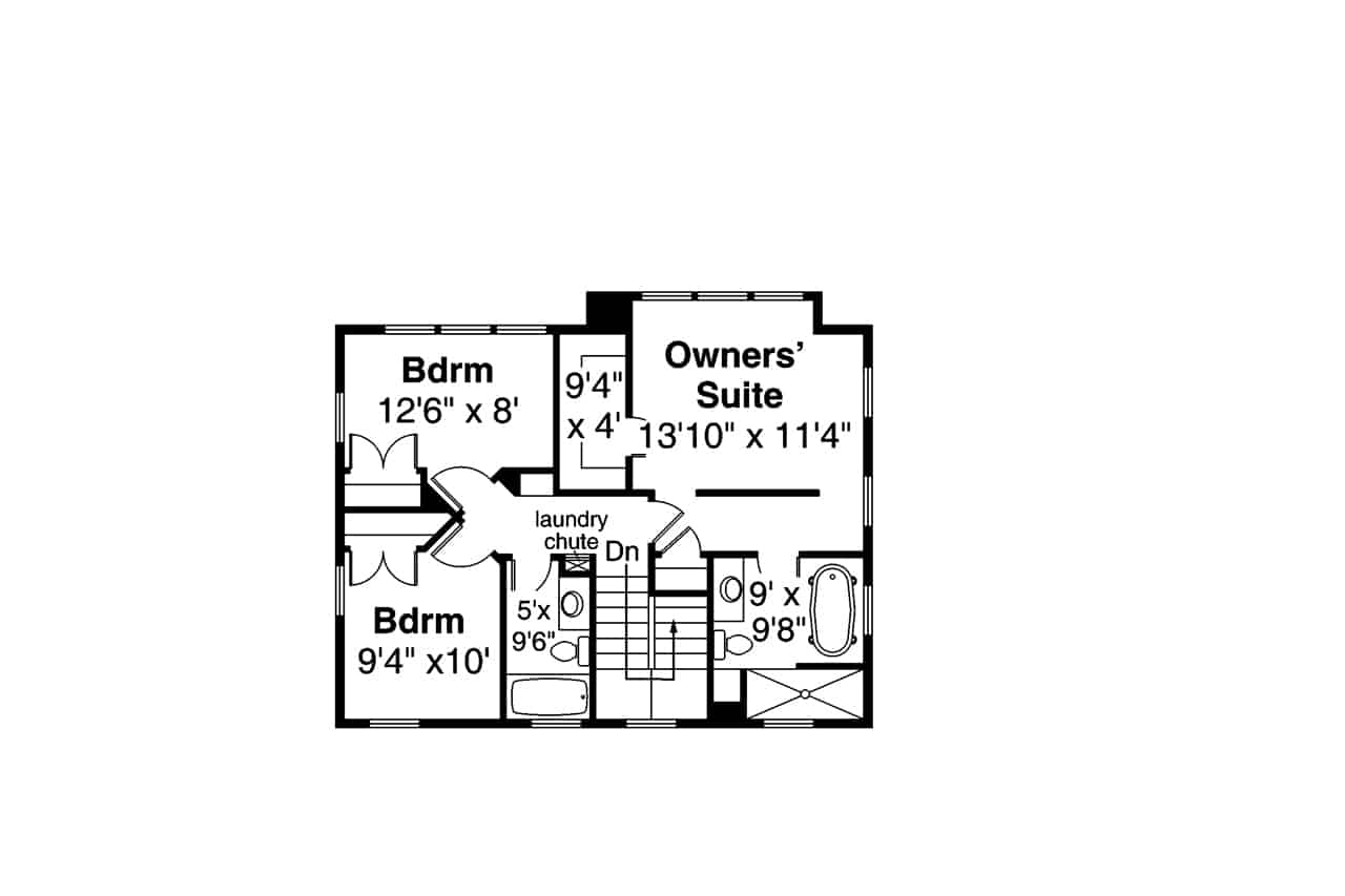 Floor Plan Upper Level of Modern Plan #108-1950