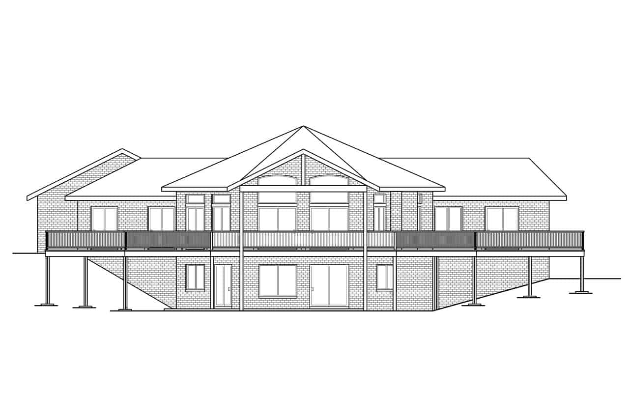Home Plan Rear Elevation of this 4-Bedroom,3229 Sq Ft Plan -108-1953