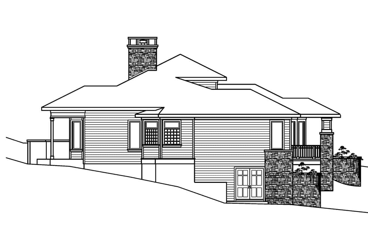 Home Plan Left Elevation of this 2-Bedroom,2350 Sq Ft Plan -108-1954