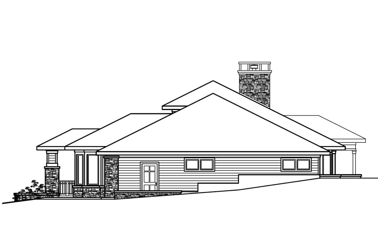 Home Plan Right Elevation of this 2-Bedroom,2350 Sq Ft Plan -108-1954