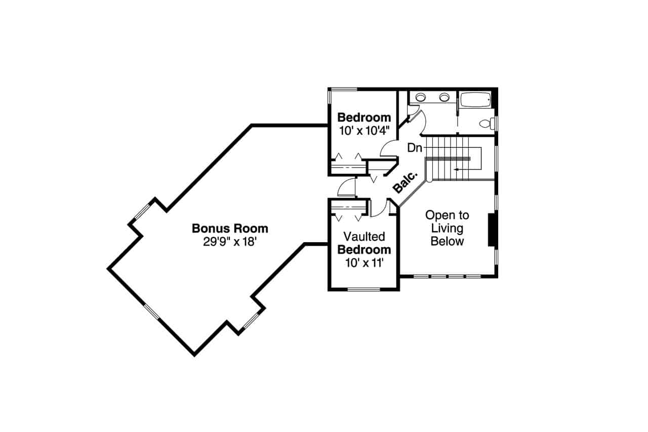 Floor Plan Upper Level of Farmhouse Plan #108-1955