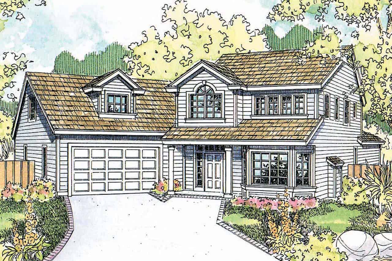 Colonial home (ThePlanCollection: Plan #108-1955)