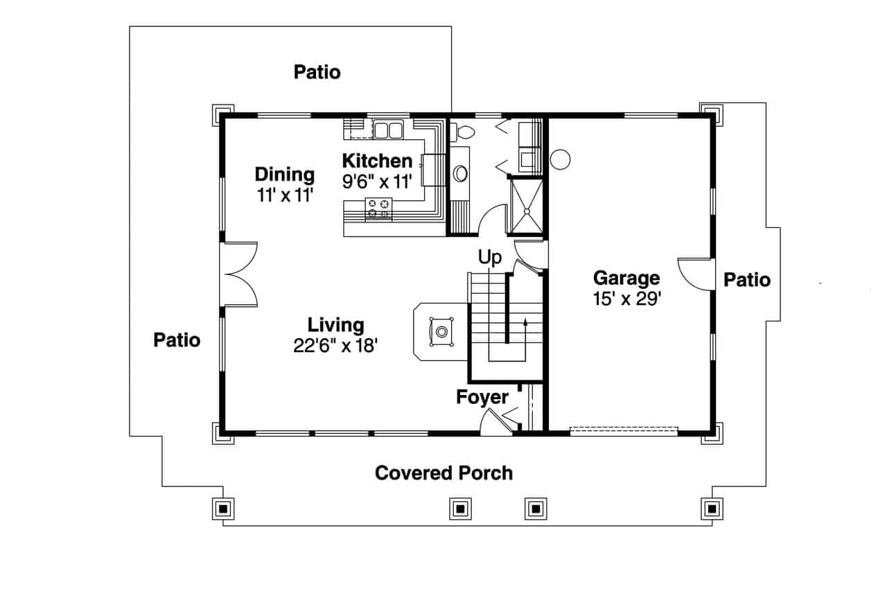 Floor Plan Main Level of Country Plan #108-1956