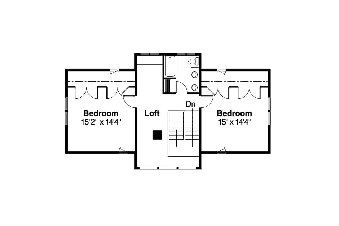 Floor Plan Upper Level of Country Plan #108-1956