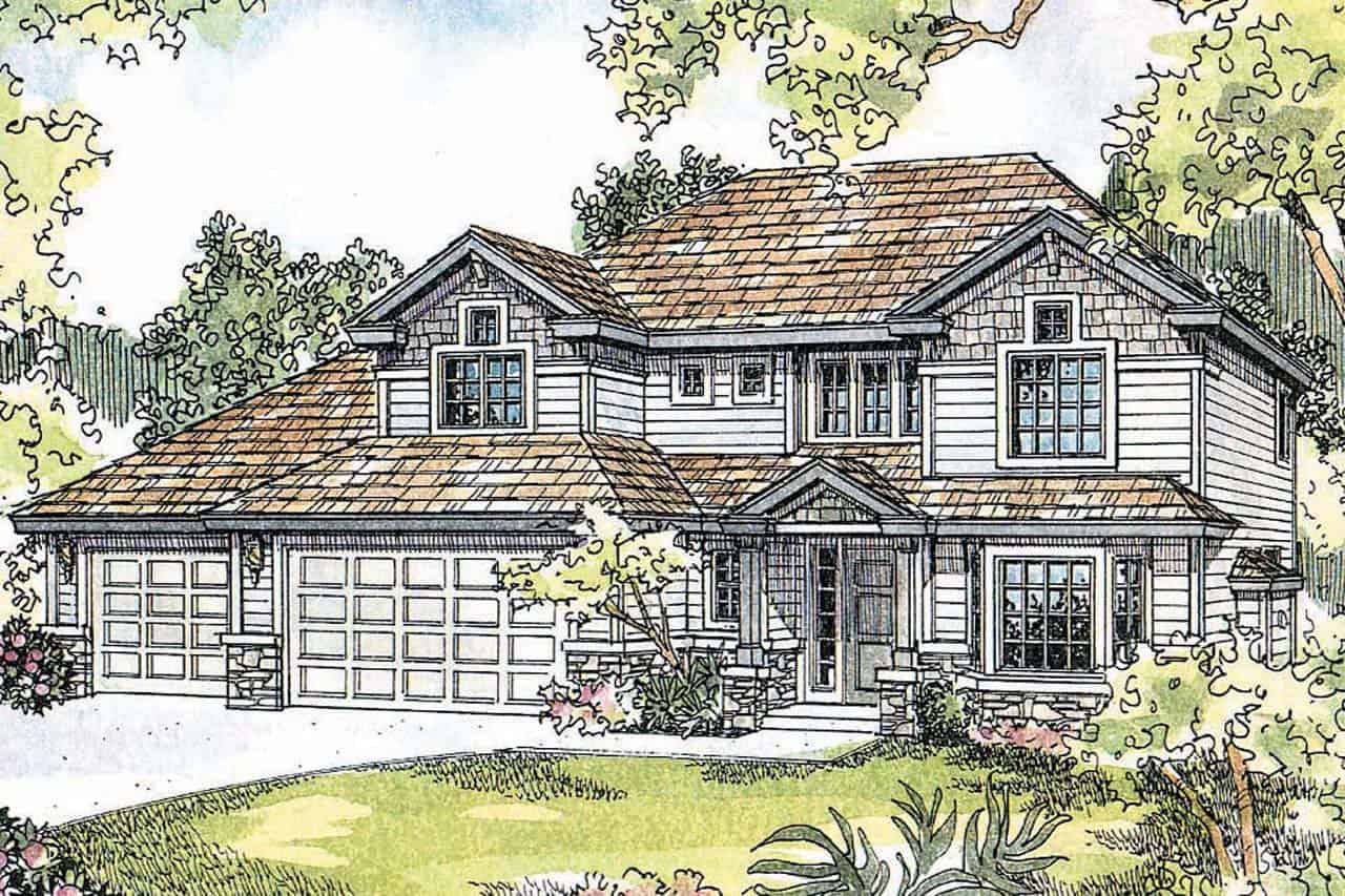 Front View of this 4-Bedroom, 2887 Sq Ft Plan - 108-1957
