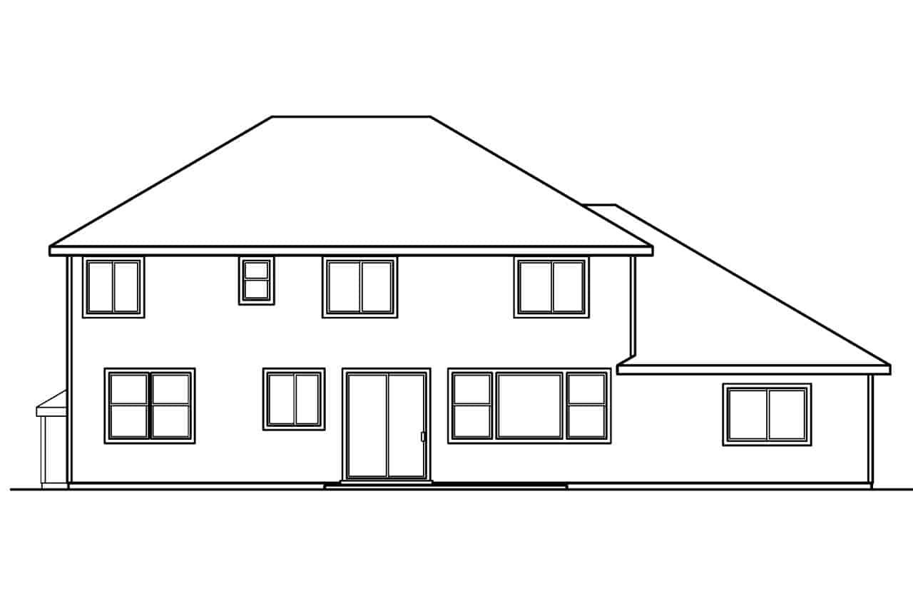Home Plan Rear Elevation of this 4-Bedroom,2887 Sq Ft Plan -108-1957