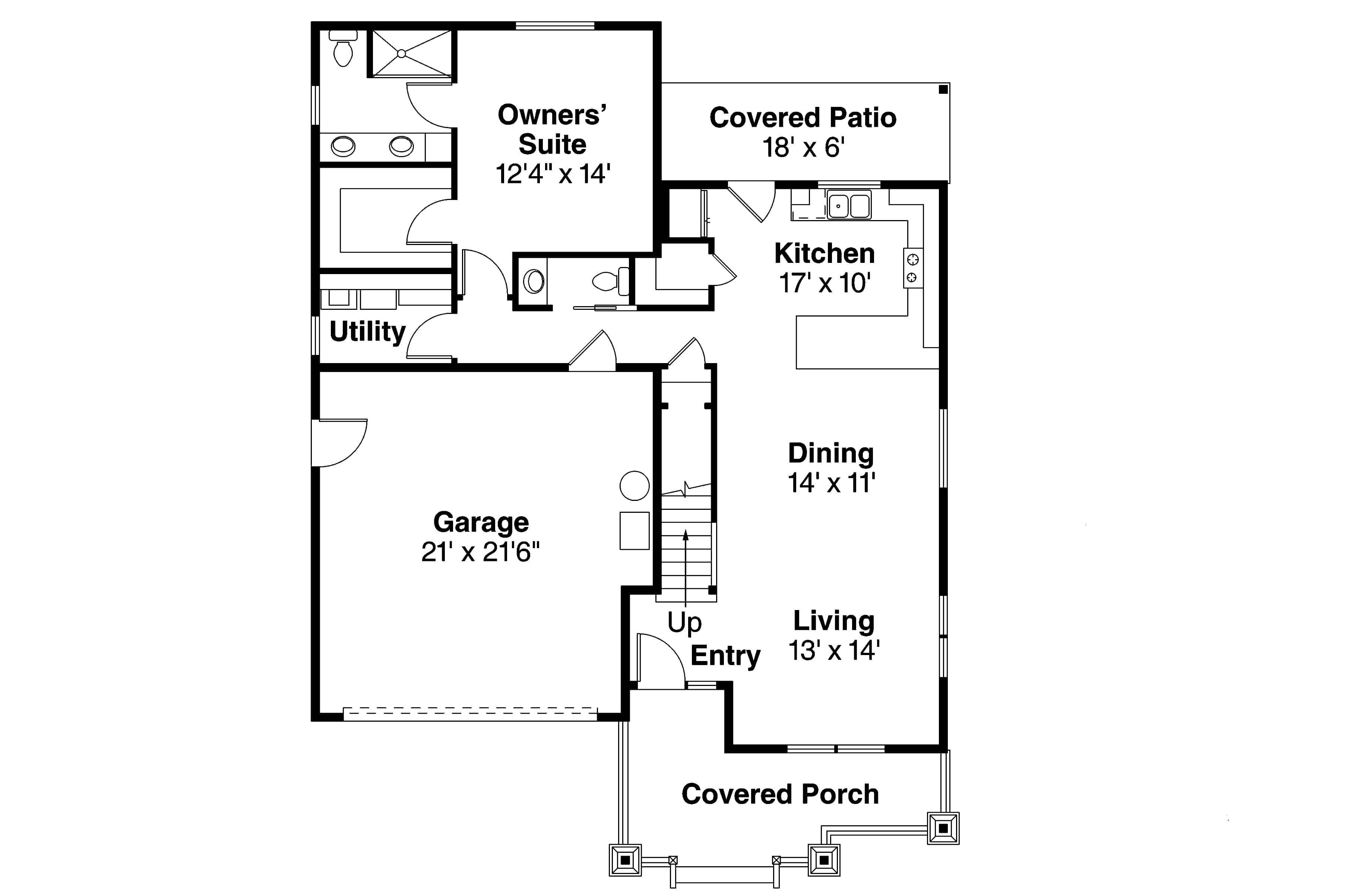 Floor Plan Main Level of Florida Style Plan #108-1960