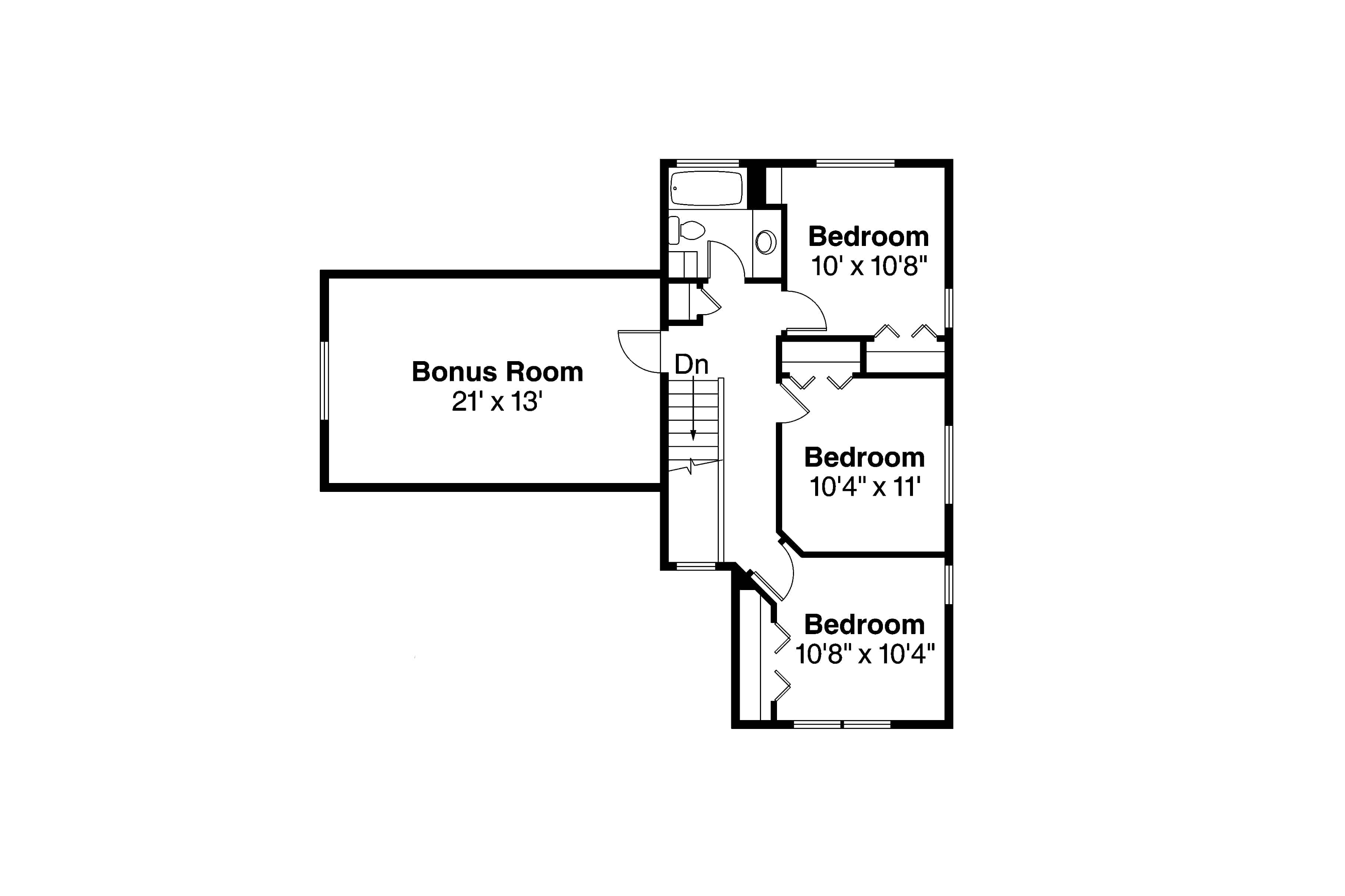 Floor Plan Upper Level of Florida Style Plan #108-1960