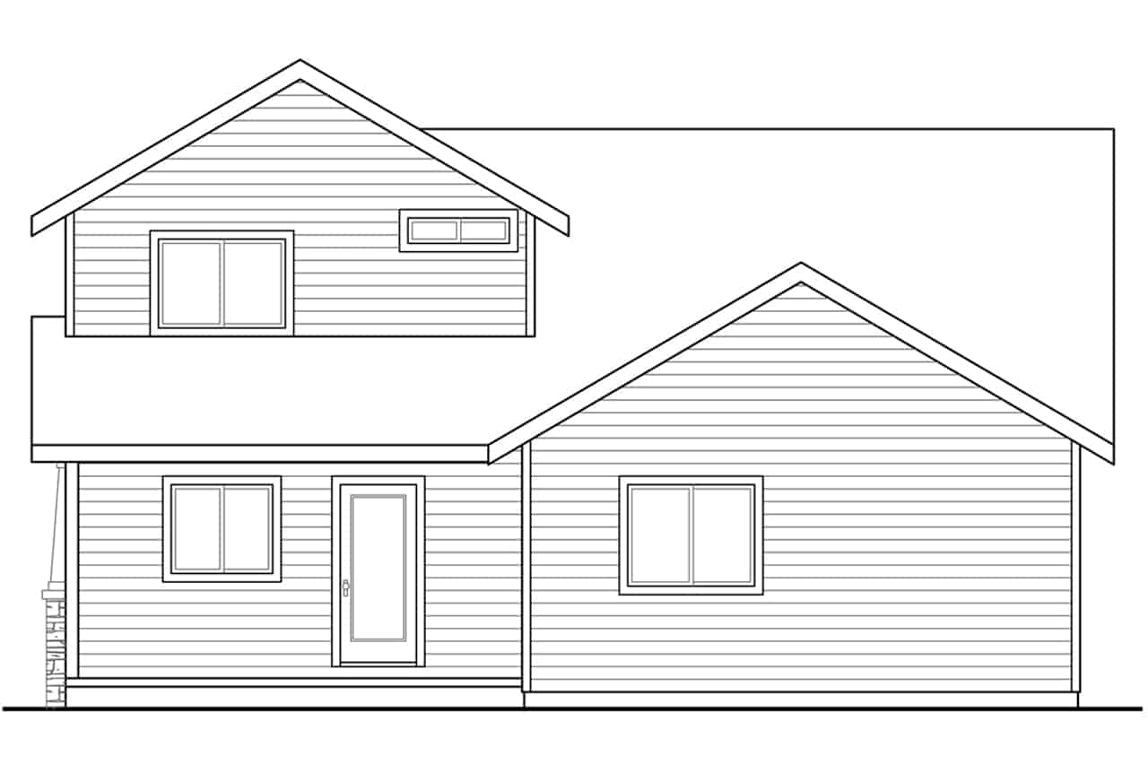 Home Plan Rear Elevation of this 4-Bedroom,1716 Sq Ft Plan -108-1960