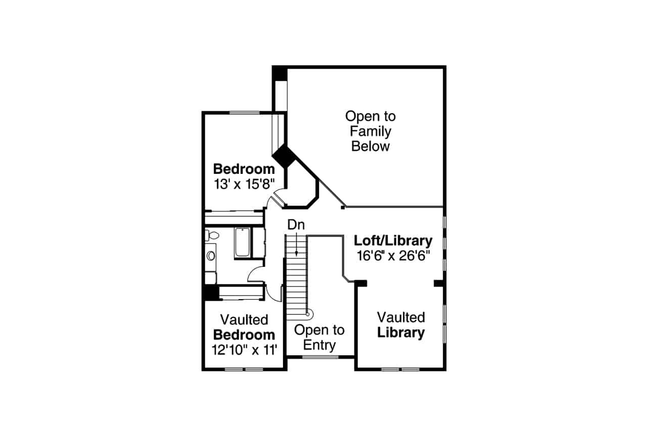 Floor Plan Upper Level of Craftsman Plan #108-1963