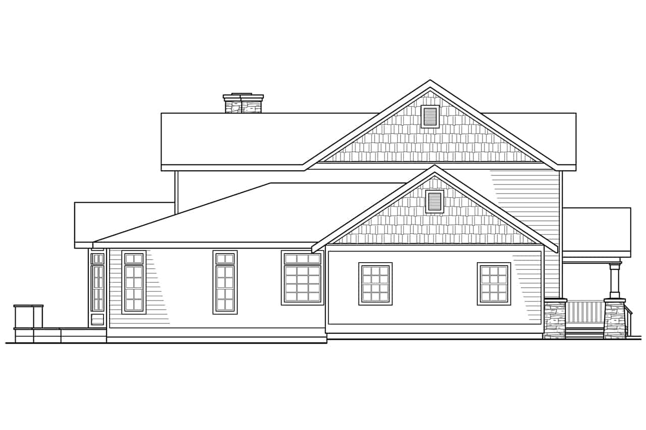 Home Plan Left Elevation of this 3-Bedroom,3568 Sq Ft Plan -108-1963