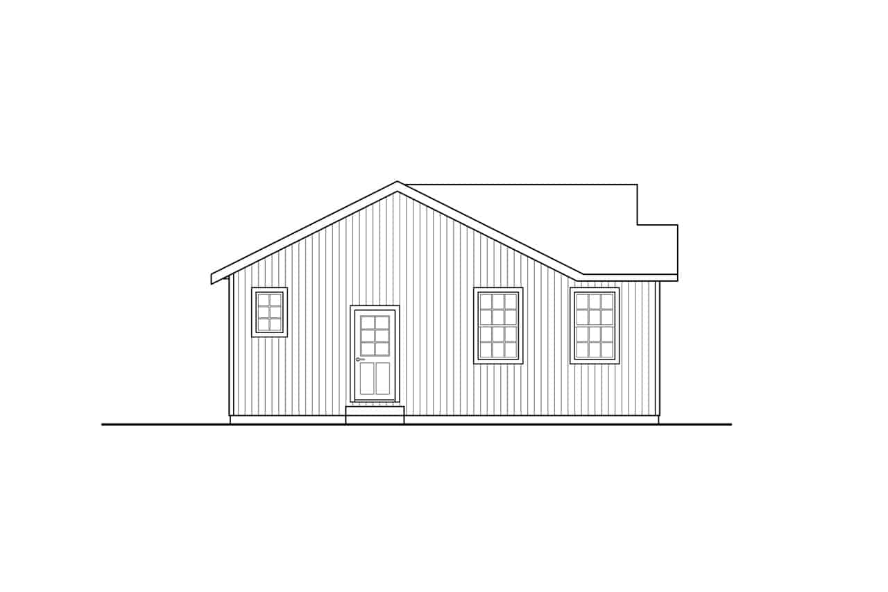 Home Plan Left Elevation of this 1-Bedroom,900 Sq Ft Plan -108-1968