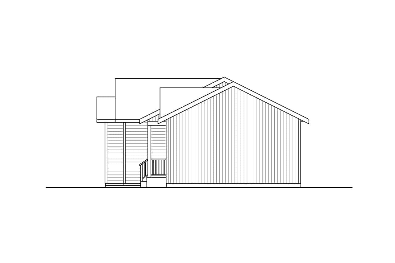 Home Plan Right Elevation of this 1-Bedroom,900 Sq Ft Plan -108-1968