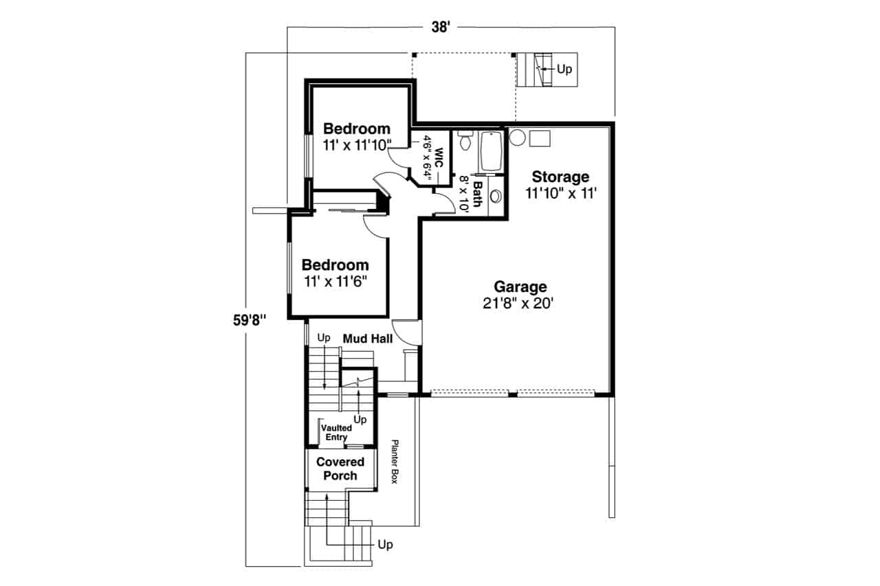Floor Plan Basement of Modern Plan #108-1969