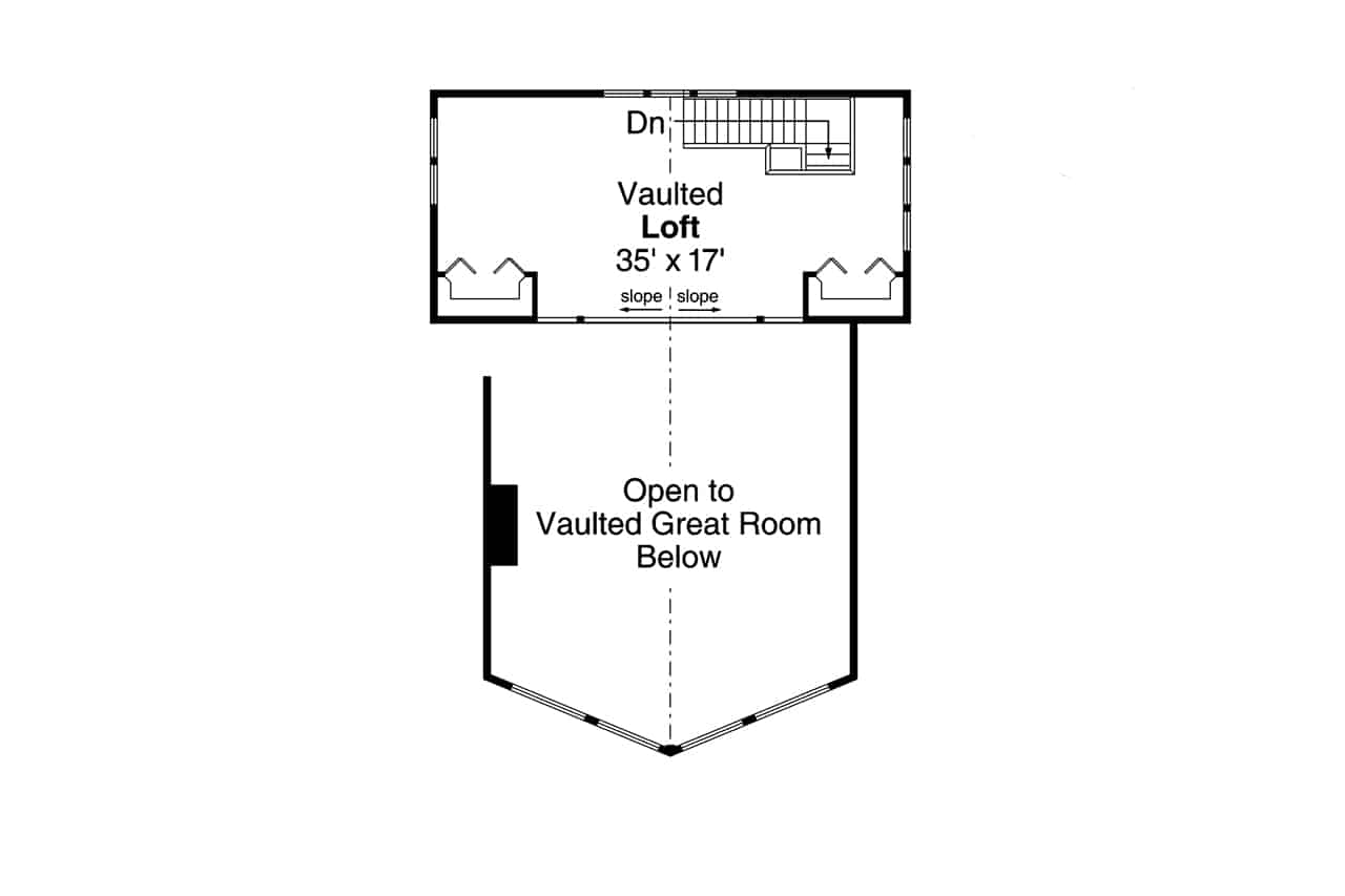 Floor Plan Upper Level of A Frame Plan #108-1972