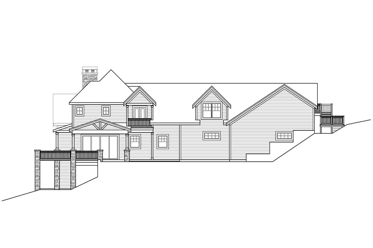 Home Plan Left Elevation of this 4-Bedroom,3505 Sq Ft Plan -108-1974