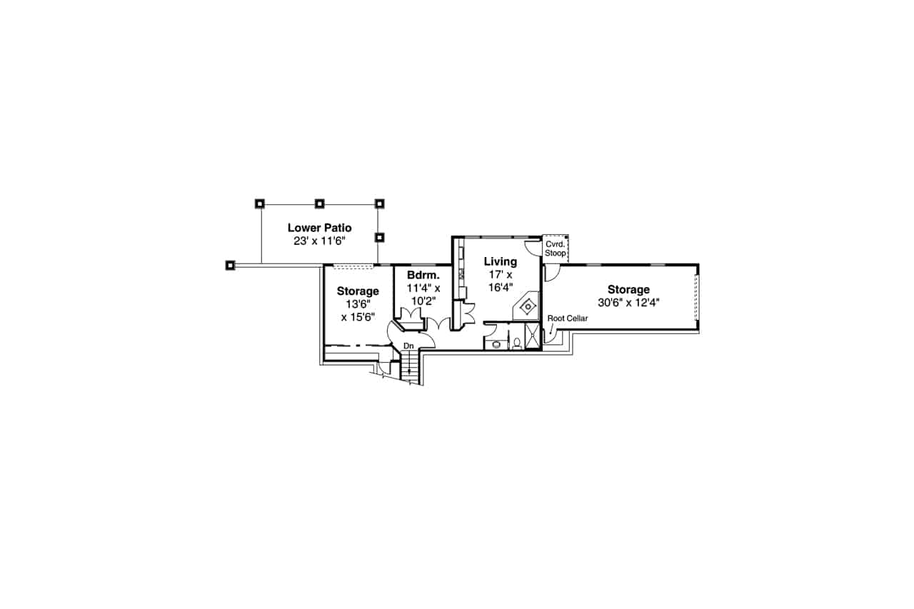 Floor Plan Basement of Farmhouse Plan #108-1974