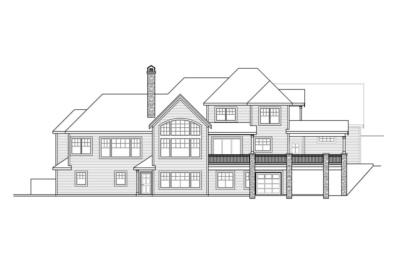 Home Plan Rear Elevation of this 4-Bedroom,3505 Sq Ft Plan -108-1974