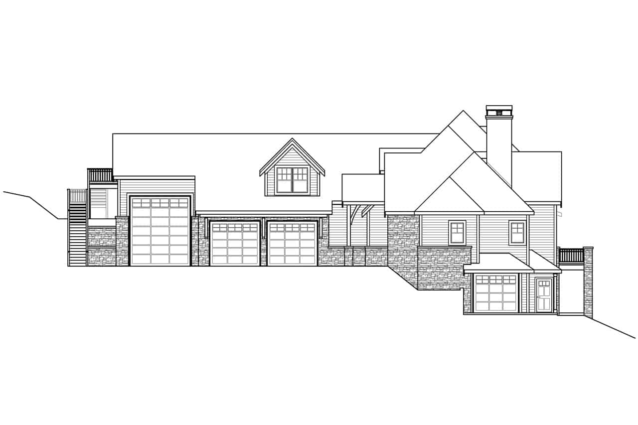 Home Plan Right Elevation of this 4-Bedroom,3505 Sq Ft Plan -108-1974