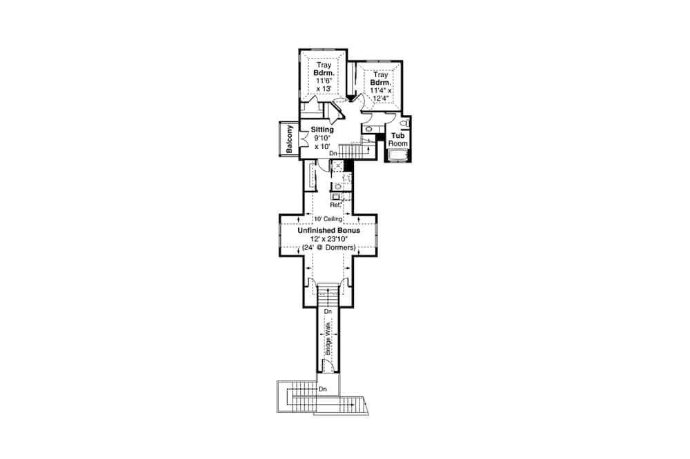 Floor Plan Upper Level of Farmhouse Plan #108-1974