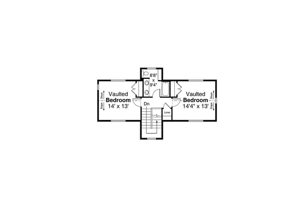 Floor Plan Upper Level of Farmhouse Plan #108-1975