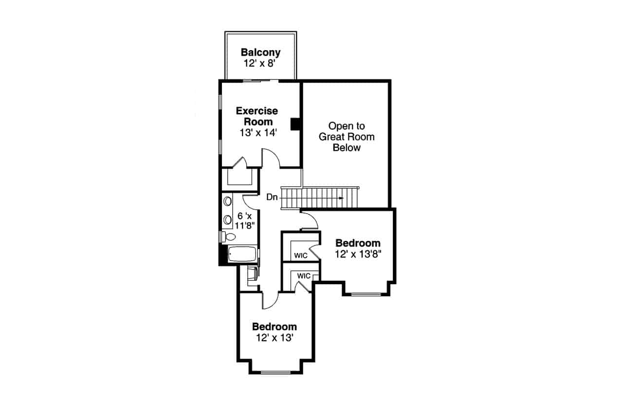 Floor Plan Upper Level of Farmhouse Plan #108-1978
