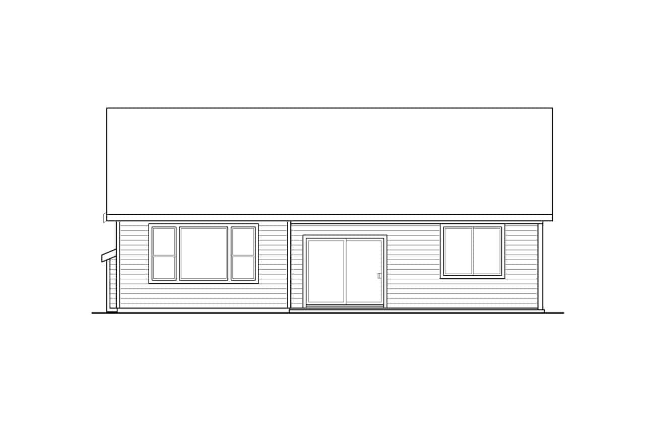 Home Plan Rear Elevation of this 3-Bedroom,1829 Sq Ft Plan -108-1979